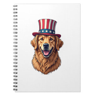 Fourth of July Golden Retriever Vintage Shirt 4 Notebook