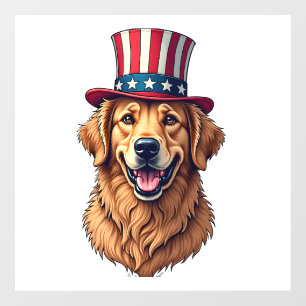 Fourth of July Golden Retriever Vintage Shirt 4 Window Cling