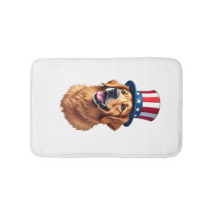 Fourth of July Golden Retriever Vintage Shirt Bath Mat