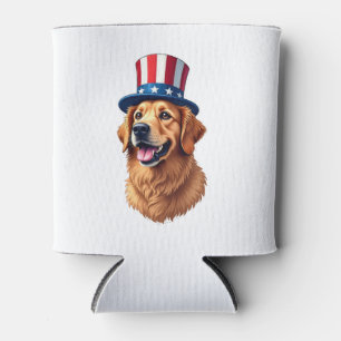 Fourth of July Golden Retriever Vintage Shirt Can Cooler