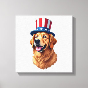 Fourth of July Golden Retriever Vintage Shirt Canvas Print