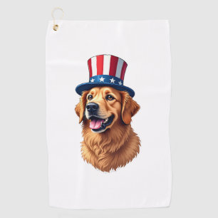 Fourth of July Golden Retriever Vintage Shirt Golf Towel