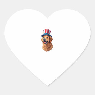 Fourth of July Golden Retriever Vintage Shirt Heart Sticker