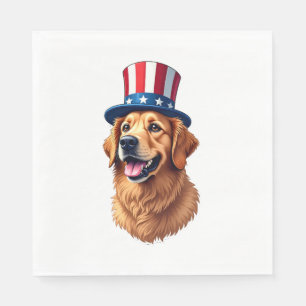 Fourth of July Golden Retriever Vintage Shirt Napkin