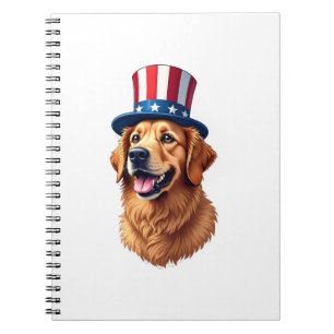 Fourth of July Golden Retriever Vintage Shirt Notebook
