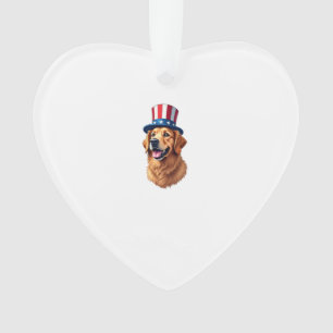 Fourth of July Golden Retriever Vintage Shirt Ornament
