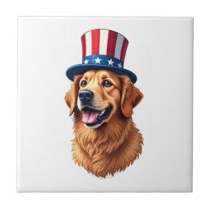 Fourth of July Golden Retriever Vintage Shirt Tile