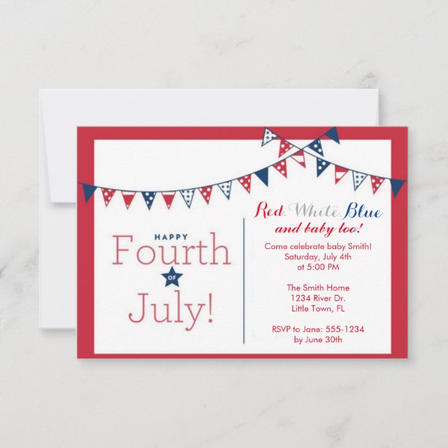 Fourth of July Independence Day Baby Shower Invitation (Front)