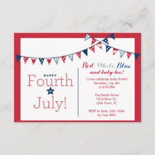 Fourth of July Independence Day Baby Shower Invitation