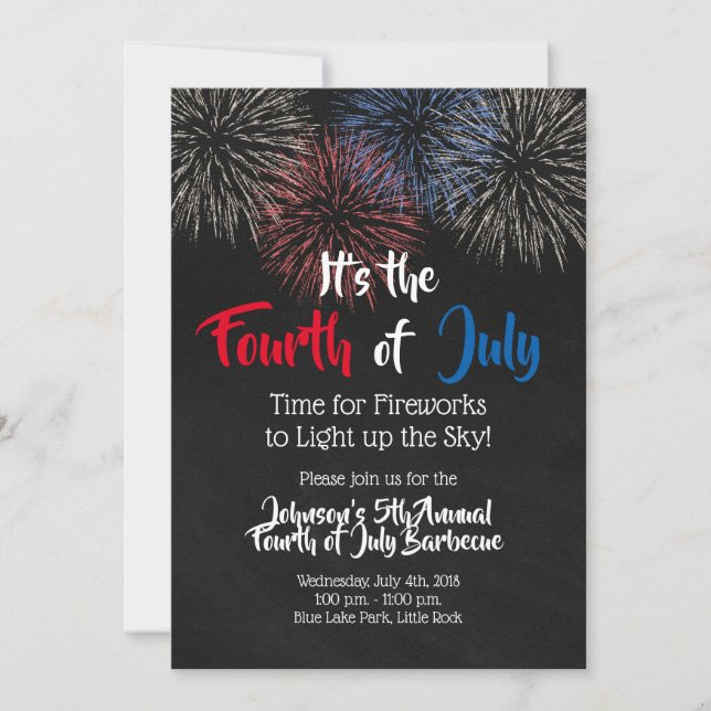 Fourth of July Invitation Fireworks (Front)