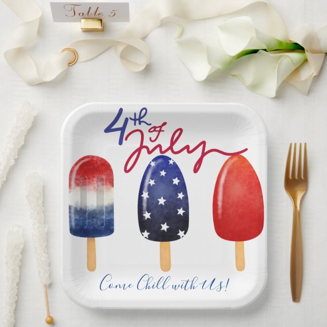 Fourth of July - July 4th Chill with Us Paper Plate (Wedding)