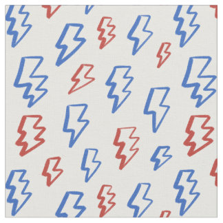 Fourth of July Lightning Bolt Boys White Blue Red Fabric