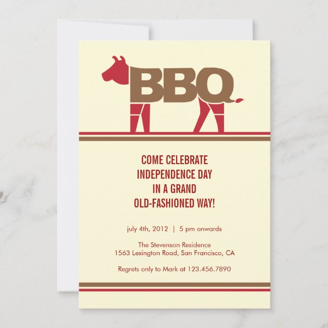 Fourth of July Modern BBQ Invitation (Front)
