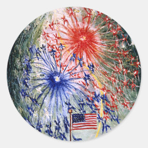 Fourth of July, Number 1, fine art painting Classic Round Sticker