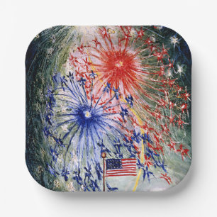 Fourth of July, Number 1, fine art painting Paper Plate