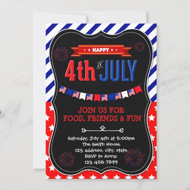 Fourth of July party invitation (Front)