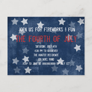 Fourth of July Party Invitation Postcard