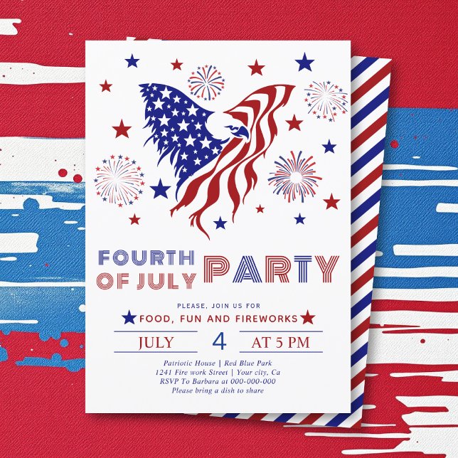 Fourth of July Party red and blue eagle Invitation (Creator Uploaded)