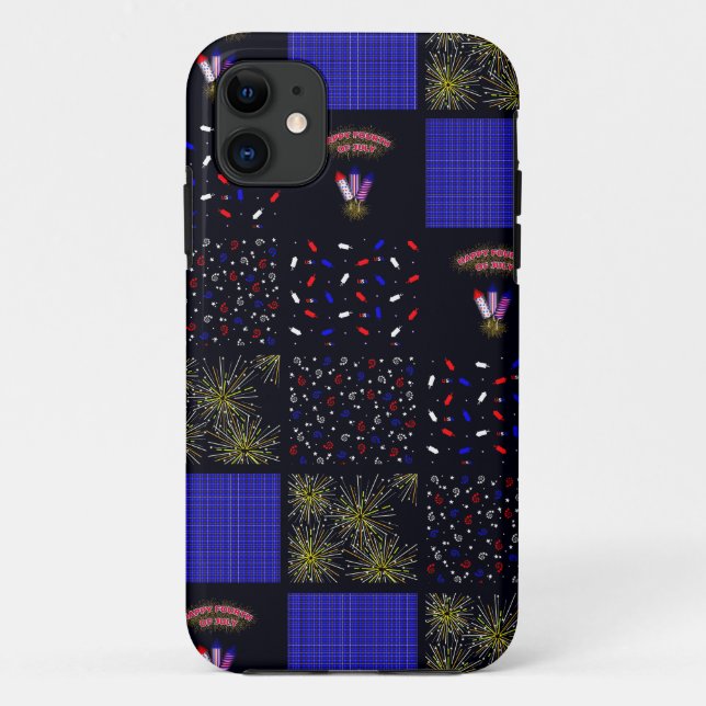 Fourth of July Patchwork Pattern - July 4th Case-Mate iPhone Case (Back)