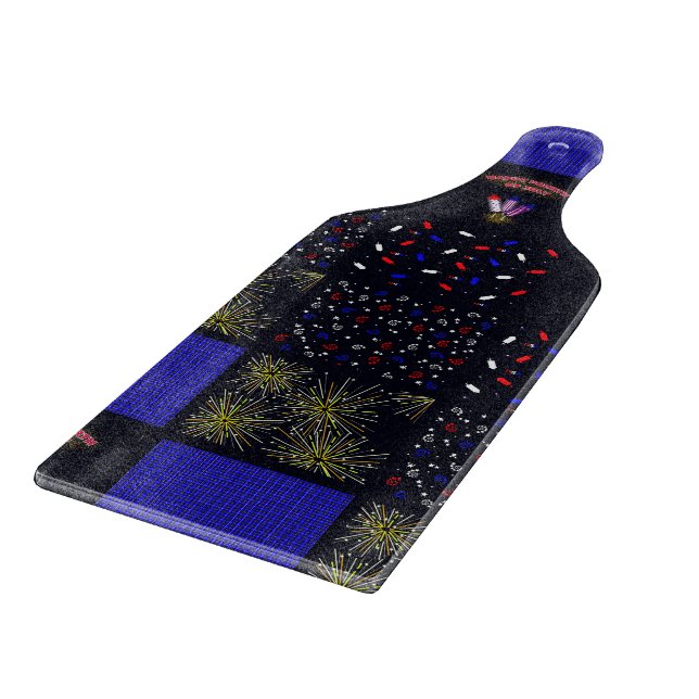 Fourth of July Patchwork Pattern - July 4th Cutting Board (Corner)