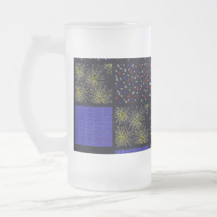 Fourth of July Patchwork Pattern - July 4th Frosted Glass Beer Mug