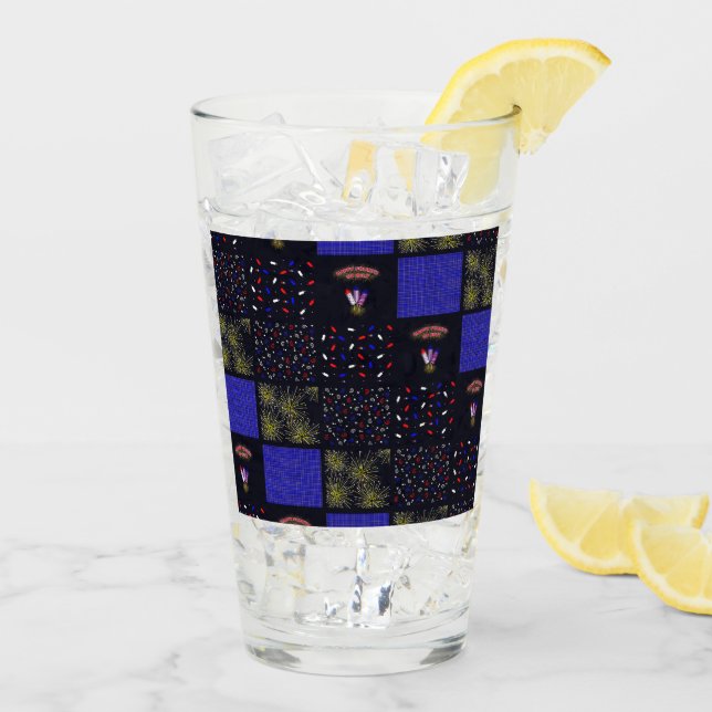 Fourth of July Patchwork Pattern - July 4th Glass (Back Ice)