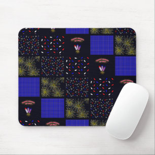 Fourth of July Patchwork Pattern - July 4th Mouse Mat
