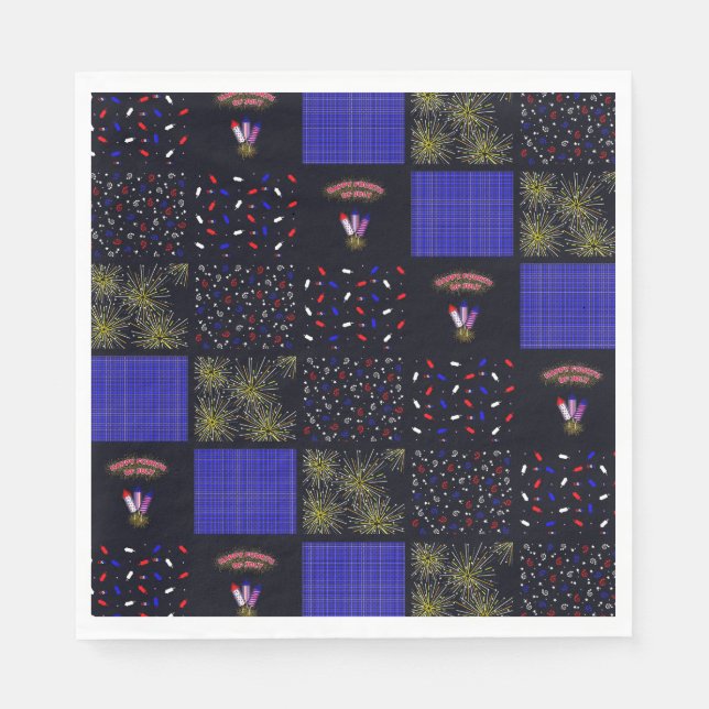 Fourth of July Patchwork Pattern - July 4th Napkin (Front)