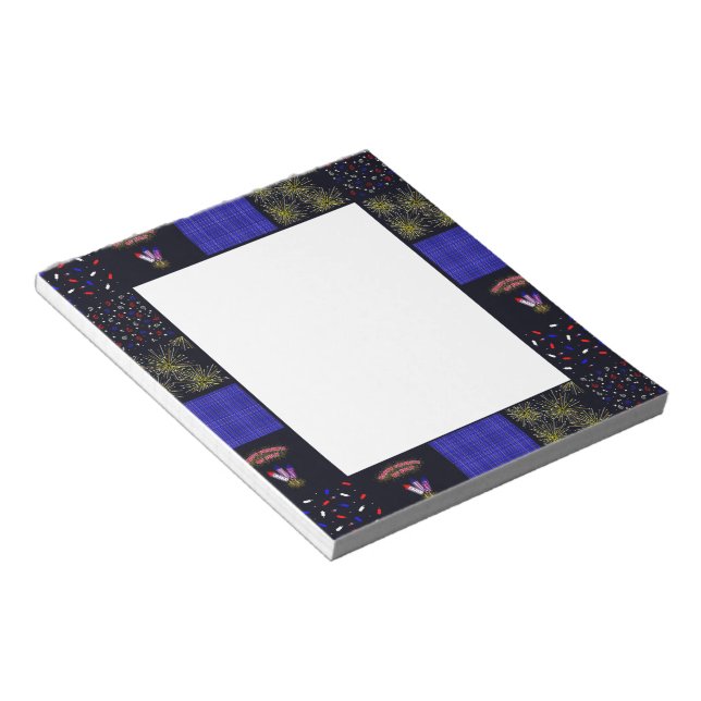 Fourth of July Patchwork Pattern - July 4th Notepad (Angled)