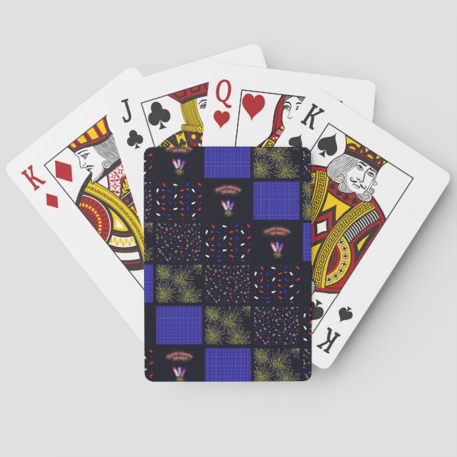 Fourth of July Patchwork Pattern - July 4th Playing Cards (Back)