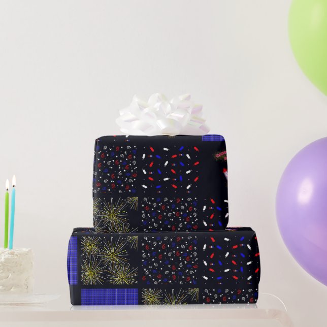 Fourth of July Patchwork Pattern - July 4th Wrapping Paper (Party Gifts)