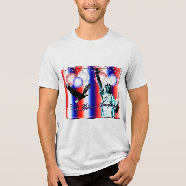 Fourth of July Patriotic American USA Fireworks  Tri-Blend Shirt (Front)