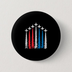 Fourth of july patriotic jets usa flag american 6 cm round badge