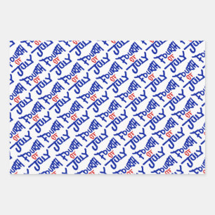 Fourth of July Patriotic Stars Stripes Smile Wrapping Paper Sheet