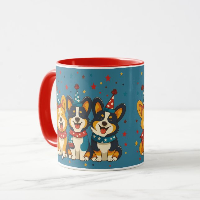 Fourth Of July Pembroke Welsh Corgi Dogs Mug (Front Left)
