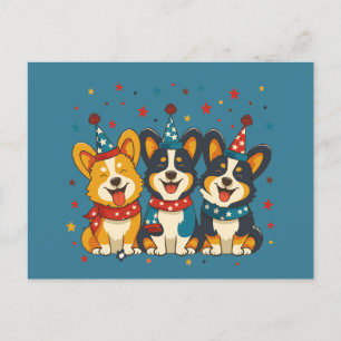 Fourth Of July Pembroke Welsh Corgi Dogs Postcard