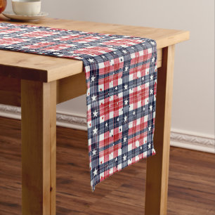 Fourth Of July Plaid  Short Table Runner