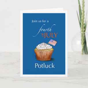 Fourth of July Potluck Invitation with Cupcake