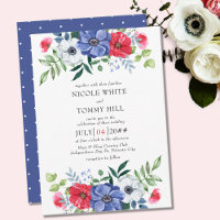 Fourth of July Red White and Blue Floral Wedding