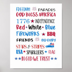 Fourth of July Red White and Blue Subway Art Poste Poster