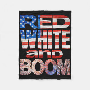 Fourth Of July Red White And Boom Fireworks Finale Fleece Blanket