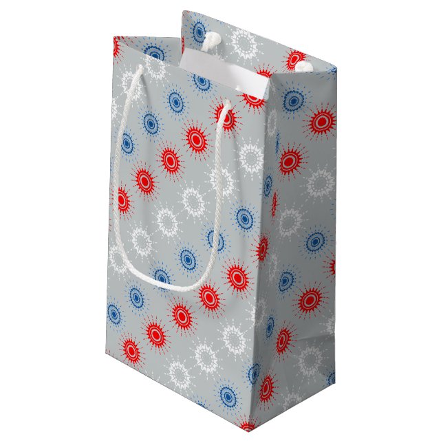 Fourth of July Red, White, & Blue Fireworks Small Gift Bag (Back Angled)