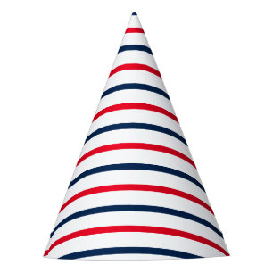Fourth of July red white blue patriotic stripes Party Hat