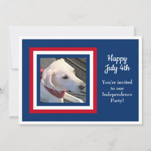  Fourth of July Red White Blue Photo Invitation