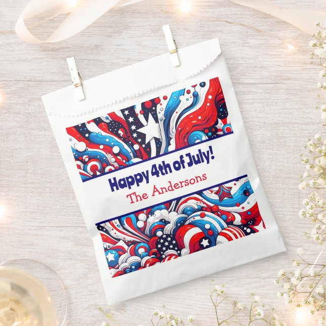 Fourth of July | Stars and Stripes Personalised Favour Bags (Clipped)