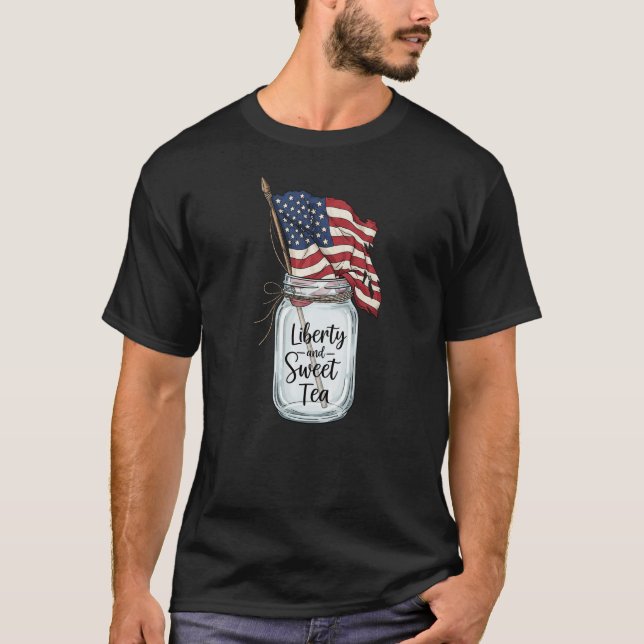 Fourth of July Sweet Tea & Freedom Art T-Shirt (Front)