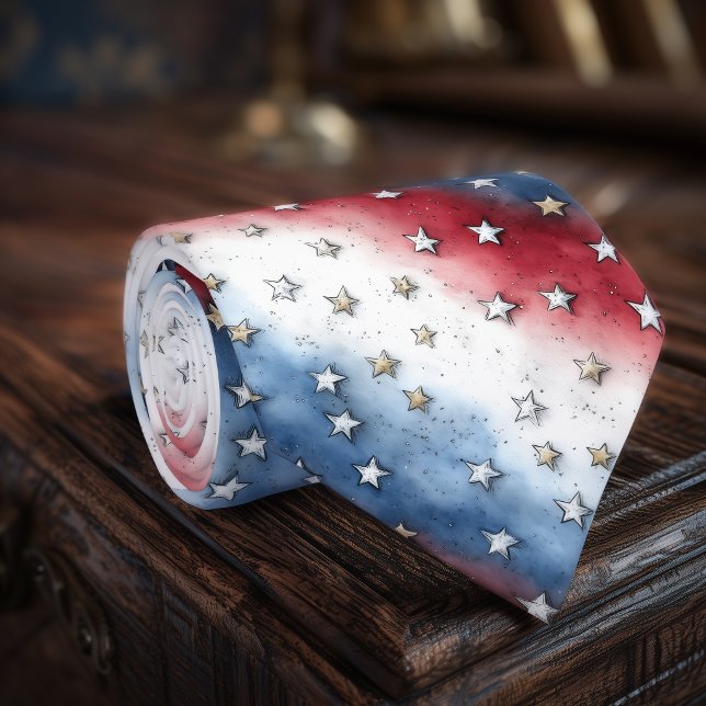 Fourth of July Tie – Red White Blue Star Pattern (Creator Uploaded)