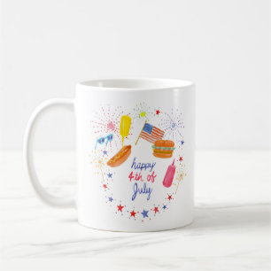 Fourth of July Watercolor BBQ Coffee Mug