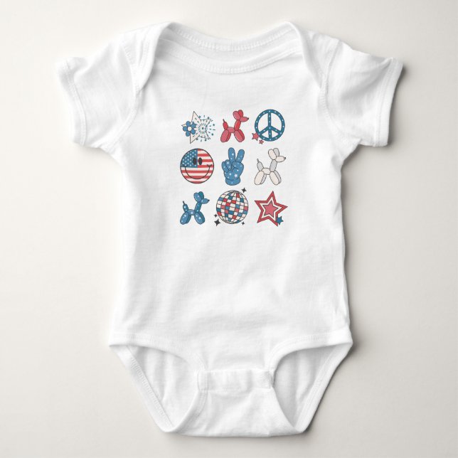  Fourth of July with Style!  Baby Bodysuit (Front)