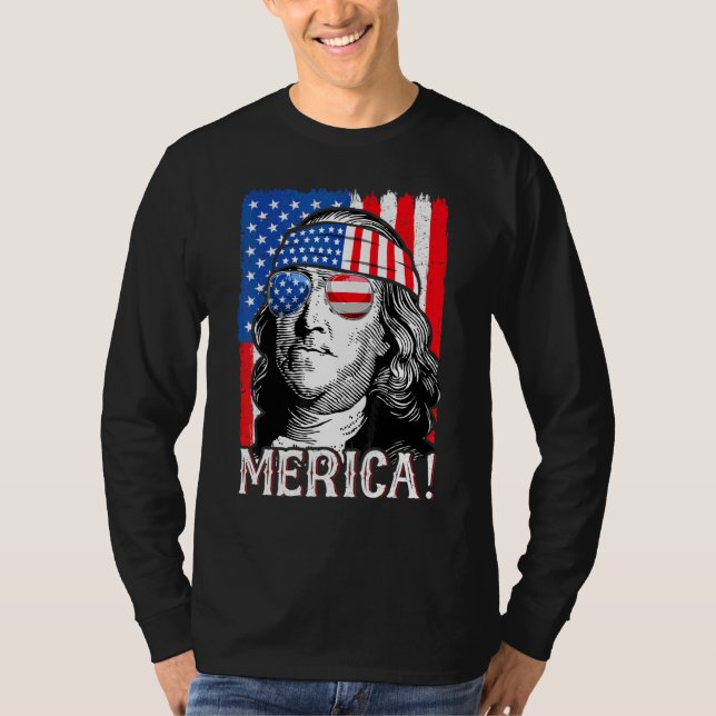 Fourth Of July  Women Ben Franklin T-Shirt (Front)